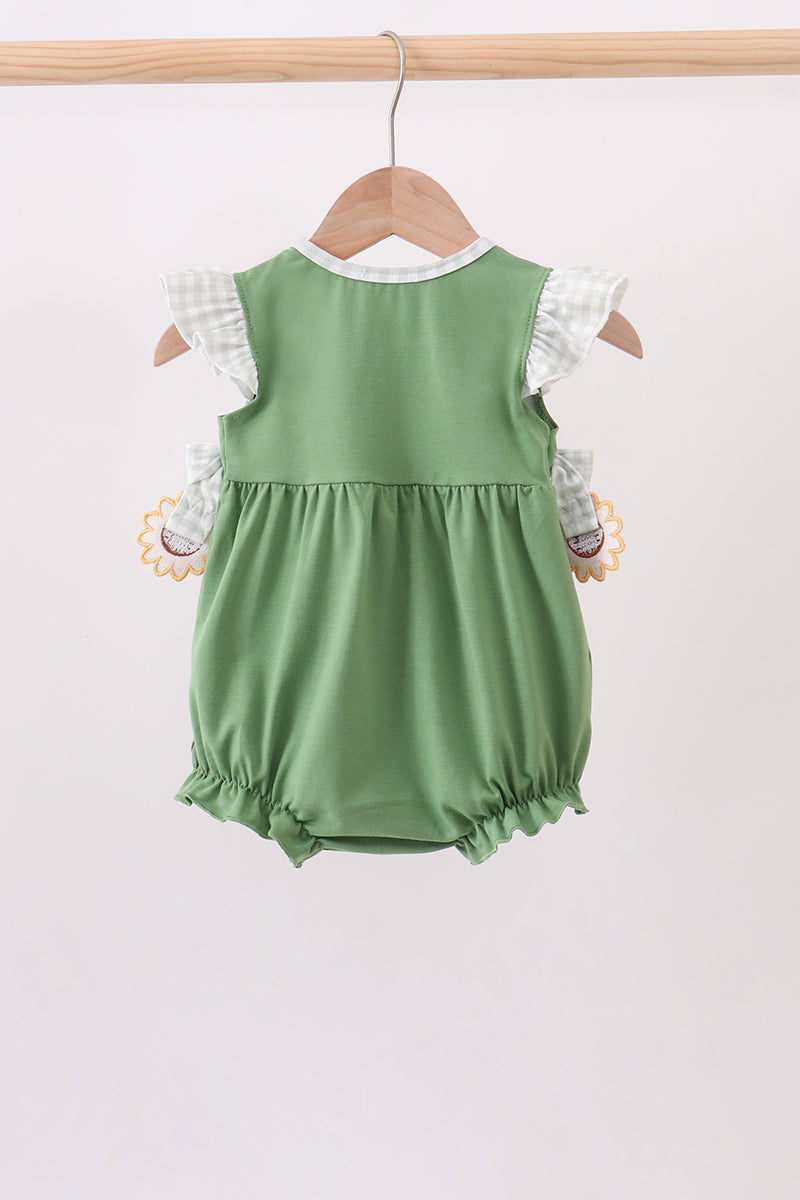 Green Sunflower Applique Ruffle Bubble - Aaria Tees Aaria Tees
