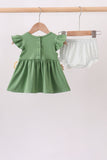 Green Sunflower Applique Ruffle Bloomer Set - Aaria Tees Aaria Tees