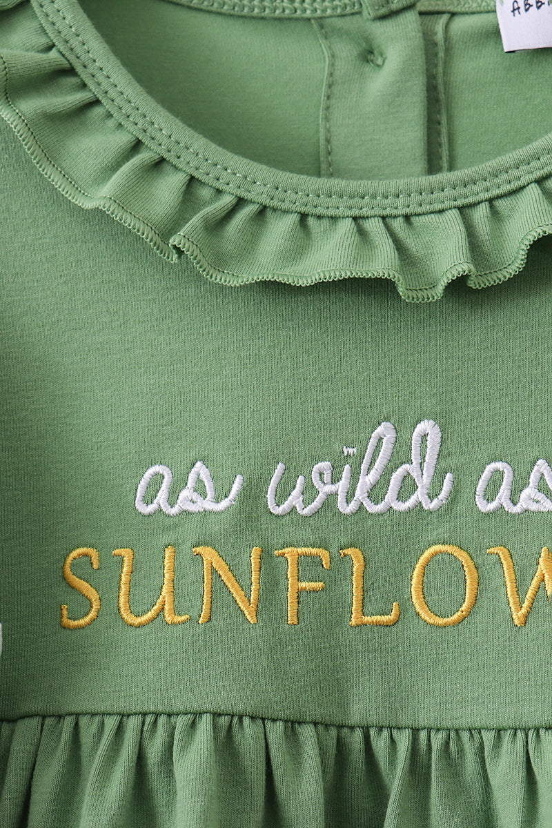 Green Sunflower Applique Ruffle Shorts Set - Aaria Tees Aaria Tees