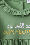 Green Sunflower Applique Ruffle Shorts Set - Aaria Tees Aaria Tees
