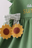 Green Sunflower Applique Ruffle Shorts Set - Aaria Tees Aaria Tees