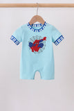 Blue character embroidery romper Aaria Tees
