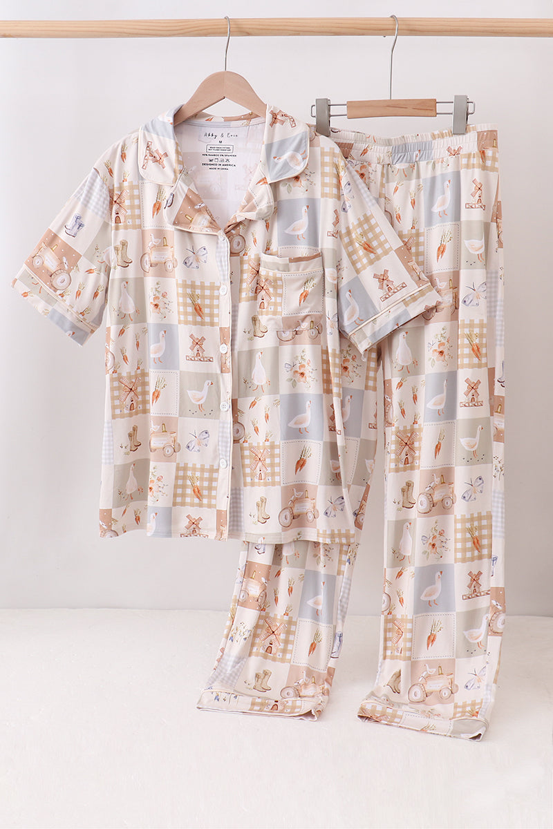 Khaki Goose Bamboo Mom Pajama Set - Aaria Tees Aaria Tees