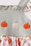 Orange Pumpkin Embroidery Ruffle Bubble Aaria Tees
