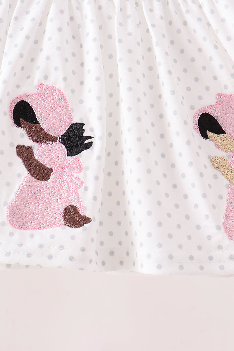 Pink Prayer Embroidery Ruffle Bloomer Set - Aaria Tees Aaria Tees