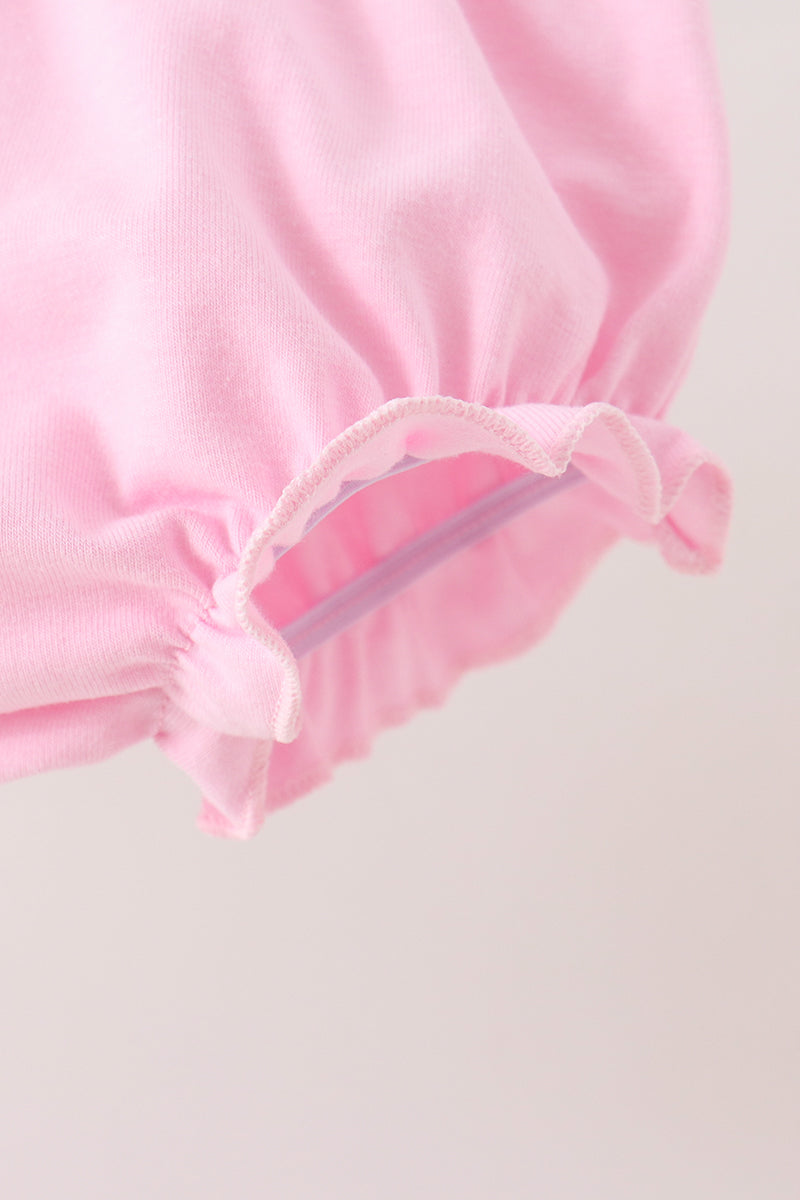 Pink Prayer Embroidery Ruffle Bloomer Set - Aaria Tees Aaria Tees