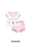 Pink Prayer Embroidery Ruffle Bloomer Set Aaria Tees