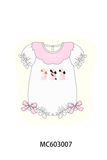 Pink Prayer Embroidery Ruffle Bubble Aaria Tees