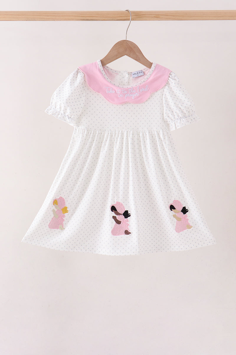 Pink Prayer Embroidery Dress - Aaria Tees Aaria Tees
