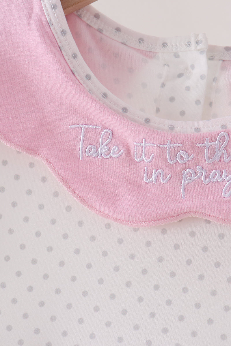 Pink Prayer Embroidery Dress - Aaria Tees Aaria Tees