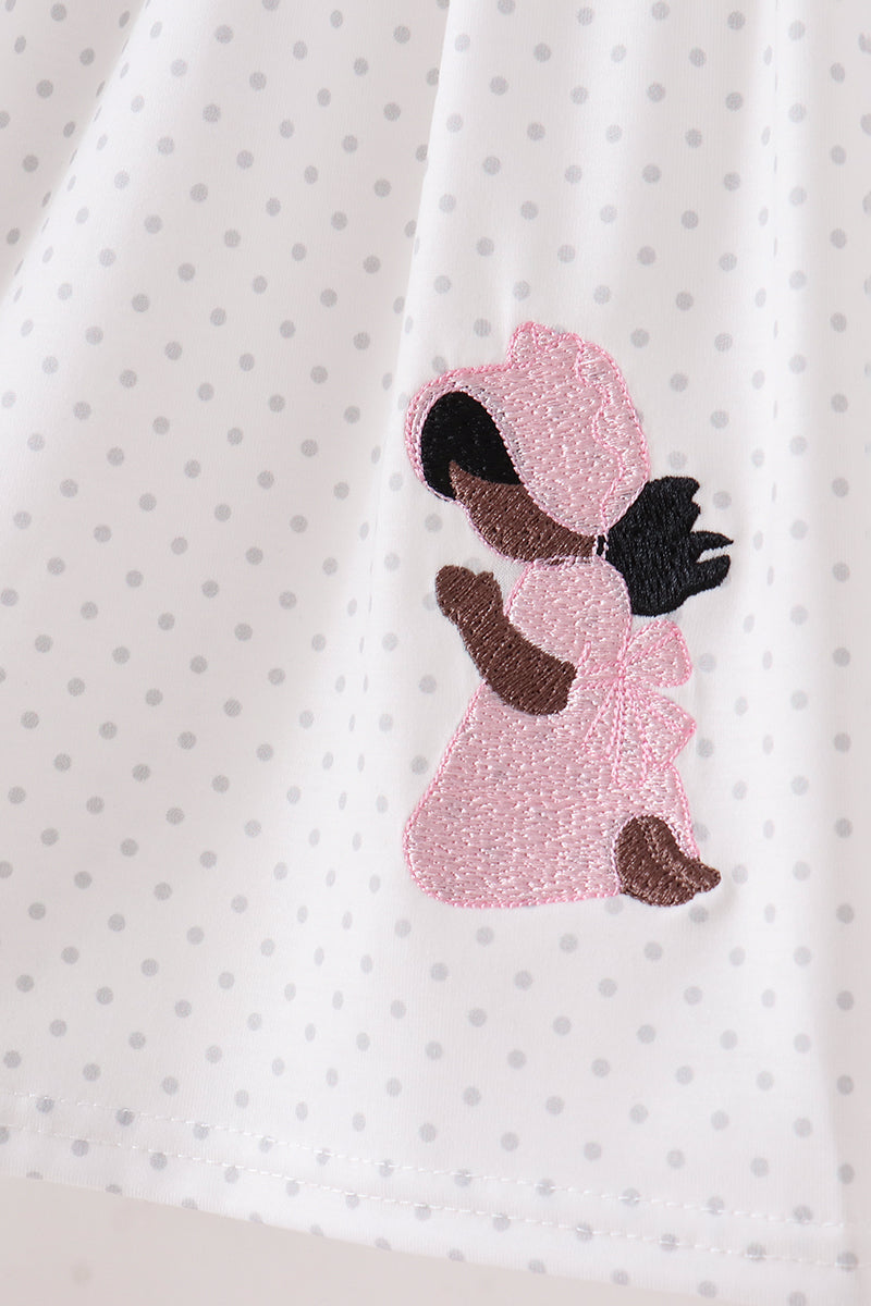 Pink Prayer Embroidery Dress - Aaria Tees Aaria Tees