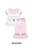 Pink Prayer Embroidery Ruffle Pants Set Aaria Tees