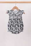 Grey Camouflage Bow Embroidery Ruffle Bubble Aaria Tees