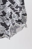 Grey Camouflage Bow Embroidery Ruffle Bubble Aaria Tees