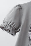 Grey Camouflage Bow Embroidery Ruffle Skorts Set Aaria Tees