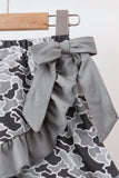 Grey Camouflage Bow Embroidery Ruffle Skorts Set Aaria Tees