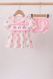 Pink Pumpkin Embroidery Ruffle Bloomer Set Aaria Tees
