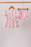 Pink Pumpkin Embroidery Ruffle Bloomer Set Aaria Tees