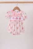 Pink Pumpkin Embroidery Floral Ruffle Bubble Aaria Tees