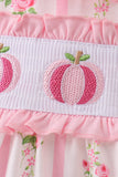 Pink Pumpkin Embroidery Floral Ruffle Bubble Aaria Tees