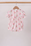 Pink Pumpkin Embroidery Floral Ruffle Bubble Aaria Tees