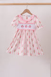 Pink Pumpkin Embroidery Ruffle Dress Aaria Tees