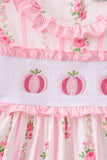 Pink Pumpkin Embroidery Ruffle Dress Aaria Tees