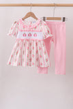 Pink Pumpkin Embroidery Ruffle Pants Set Aaria Tees