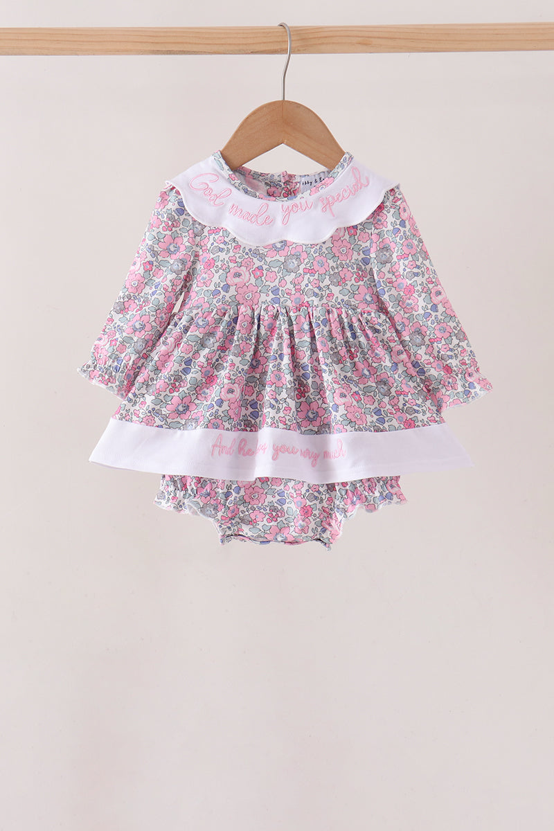 Pink Floral Embroidery Bubble