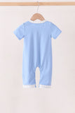 Blue Embroidery Romper Aaria Tees