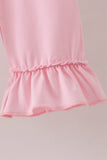 Pink Floral Embroidery Ruffle Pants Set Aaria Tees