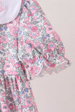 Pink Floral Embroidery Ruffle Dress Aaria Tees