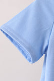 Blue Embroidery Gingham Pants Set Aaria Tees