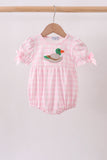 Pink Mallard Applique Gingham Bubble Aaria Tees
