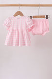 Pink Mallard Applique Gingham Bloomer Set Aaria Tees