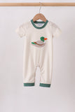 Brown Stripe Mallard Applique Romper Aaria Tees