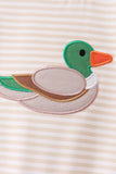 Brown Stripe Mallard Applique Romper Aaria Tees