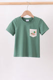 Green Mallard Embroidery Pocket Top Aaria Tees