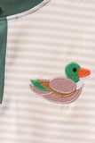 Brown Stripe Mallard Embroidery Top Aaria Tees