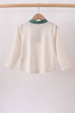 Brown Stripe Mallard Embroidery Top Aaria Tees