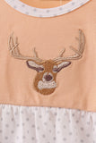 Beige Deer Embroidery Bubble Aaria Tees