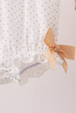 Beige Deer Embroidery Bubble Aaria Tees