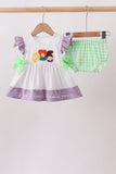Purple Hocus pocus french knot ruffle bloomer set - Aaria Tees Aaria Tees