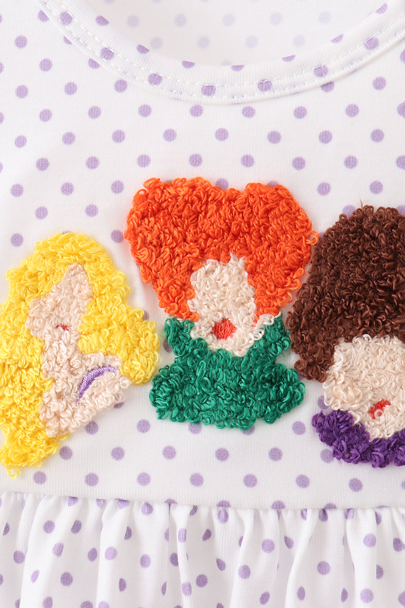 Purple Hocus pocus french knot ruffle bloomer set - Aaria Tees Aaria Tees