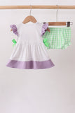 Purple Hocus pocus french knot ruffle bloomer set - Aaria Tees Aaria Tees