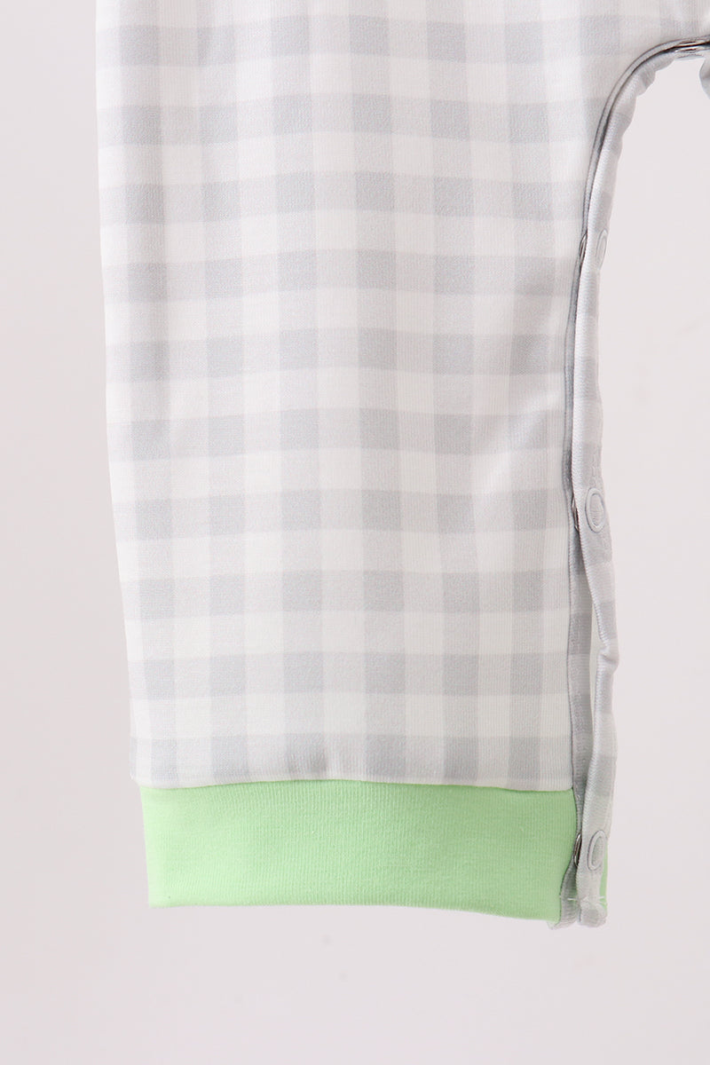 Green Hocus pocus french knot gingham romper - Aaria Tees Aaria Tees