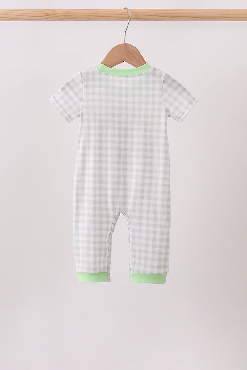 Green Hocus pocus french knot gingham romper - Aaria Tees Aaria Tees