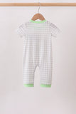 Green Hocus pocus french knot gingham romper - Aaria Tees Aaria Tees