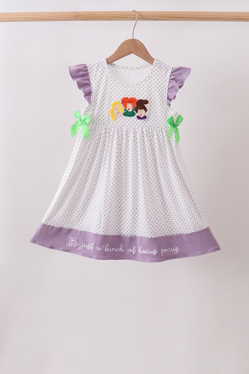 Purple Hocus pocus french knot ruffle dress - Aaria Tees Aaria Tees