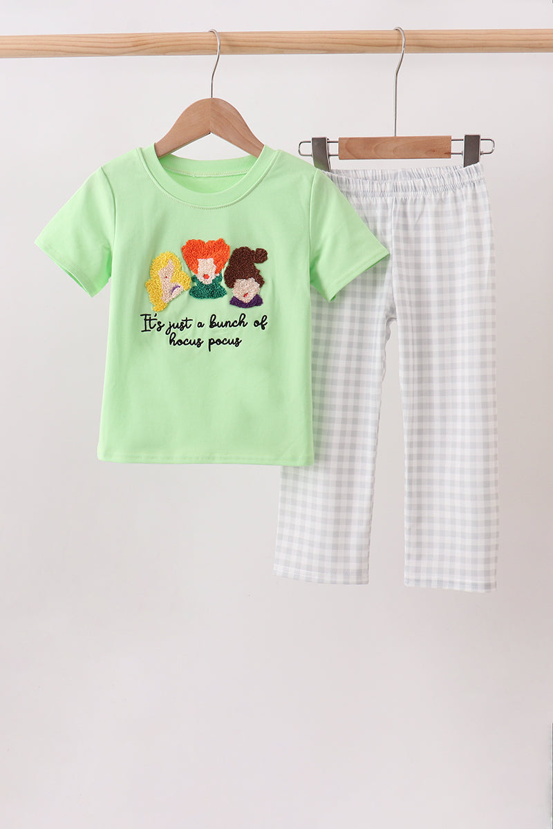 Green Hocus pocus french knot pants set - Aaria Tees Aaria Tees